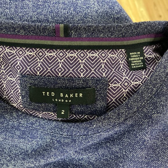 Mens Ted Baker Tee Shirt Cotton Blend Purple Small w/Pocket - Picture 4 of 7
